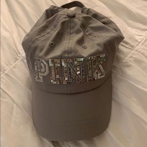 VS PINK Bling Baseball Hat Gray Adjustable